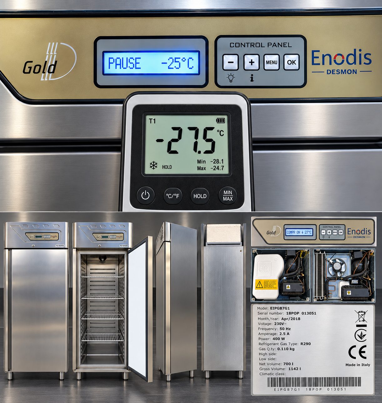 Armoire réfrigérée professionnelle ENODIS DESMON 700 L – Positive / Négative – R290